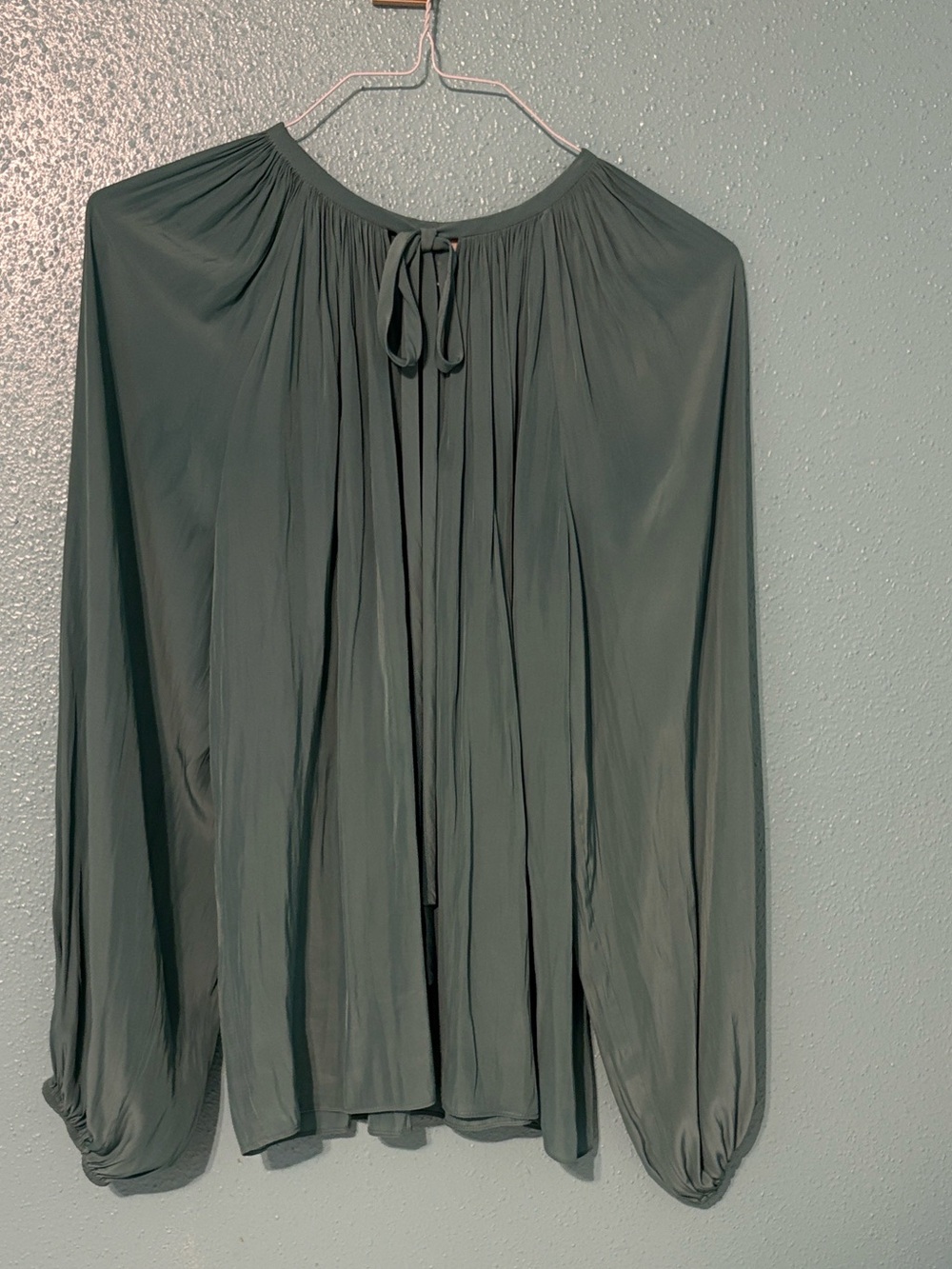 Ramy Brook blue Long-Sleeve Tie-Neck flowy poet blouse